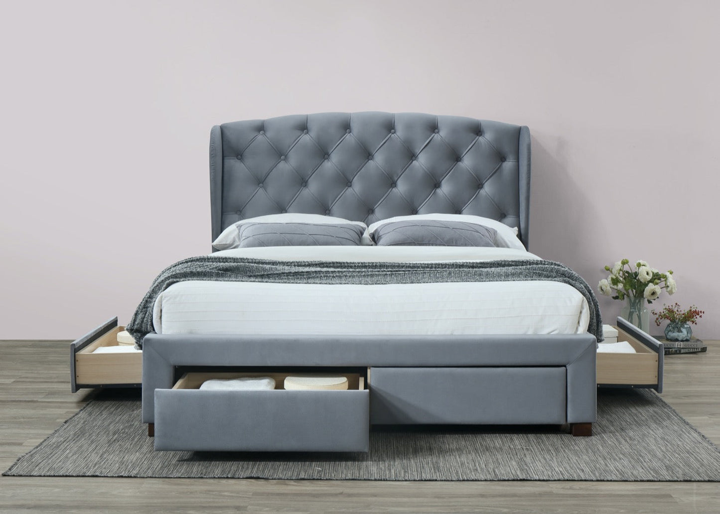 Hope Storage King Bed - Grey