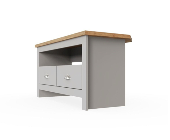 Lincoln TV Unit with 2 Drawers- Light Grey