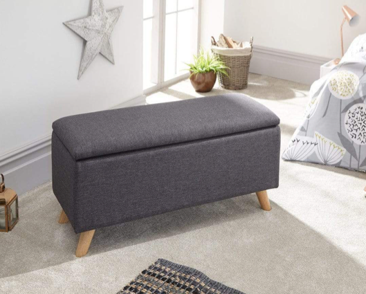 Scorento Ottoman Storage Unit-Charcoal Grey