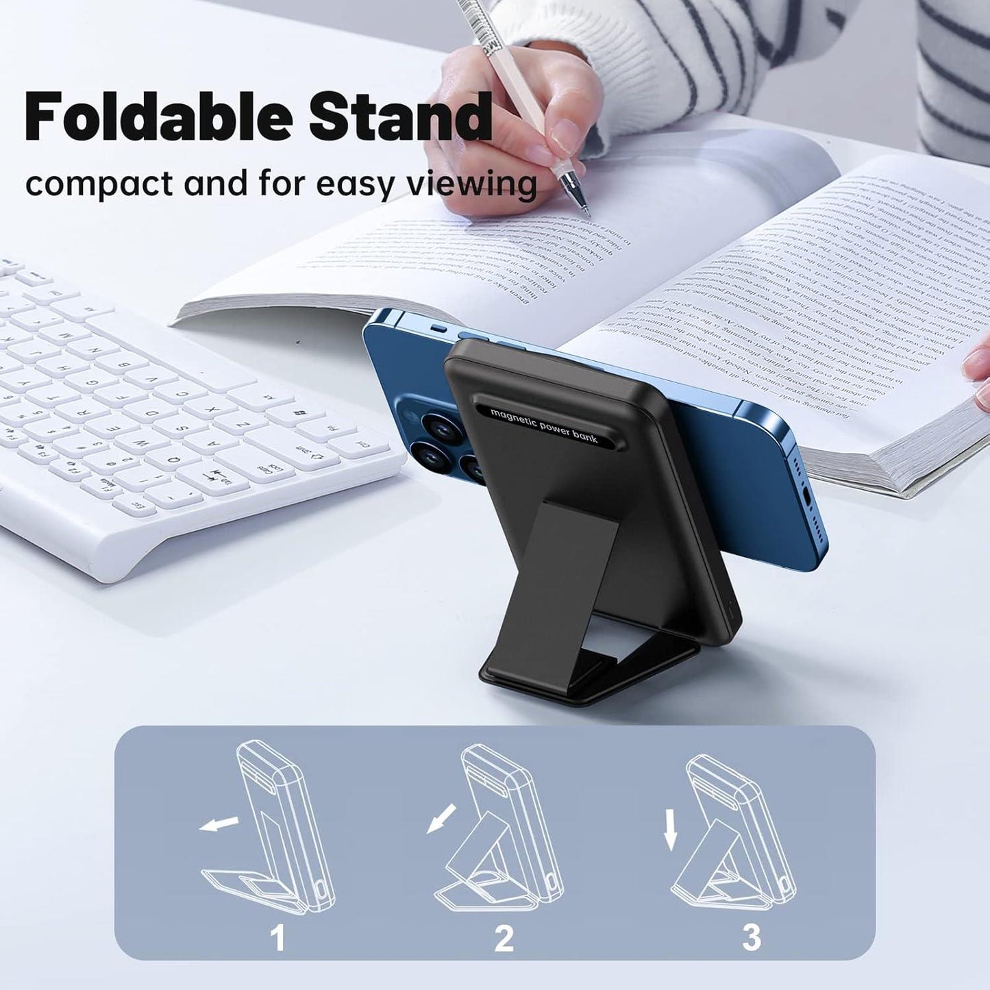 Magnetic Wireless Power Bank with Foldable Stand and LED Display