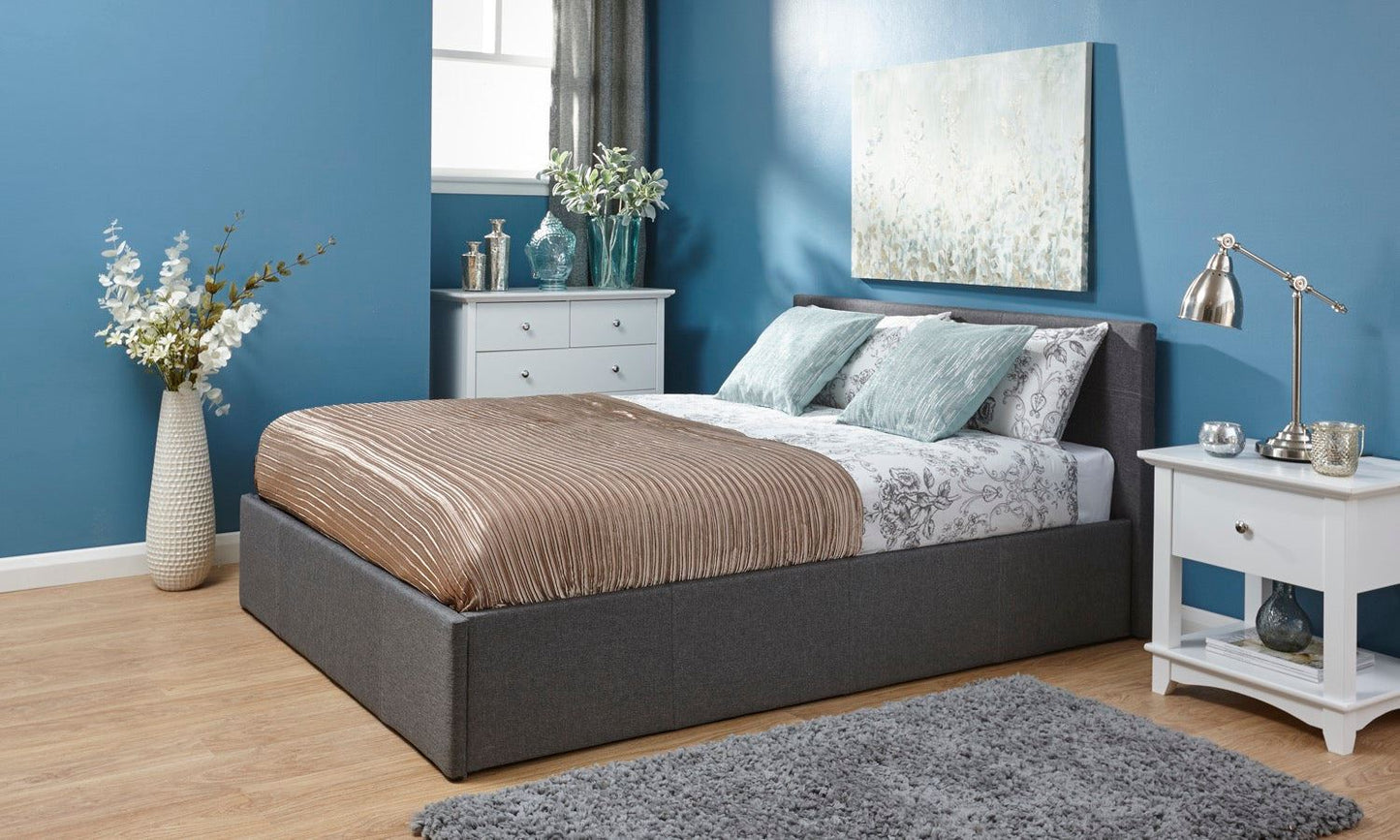 King End Lift Ottoman Bed-Grey