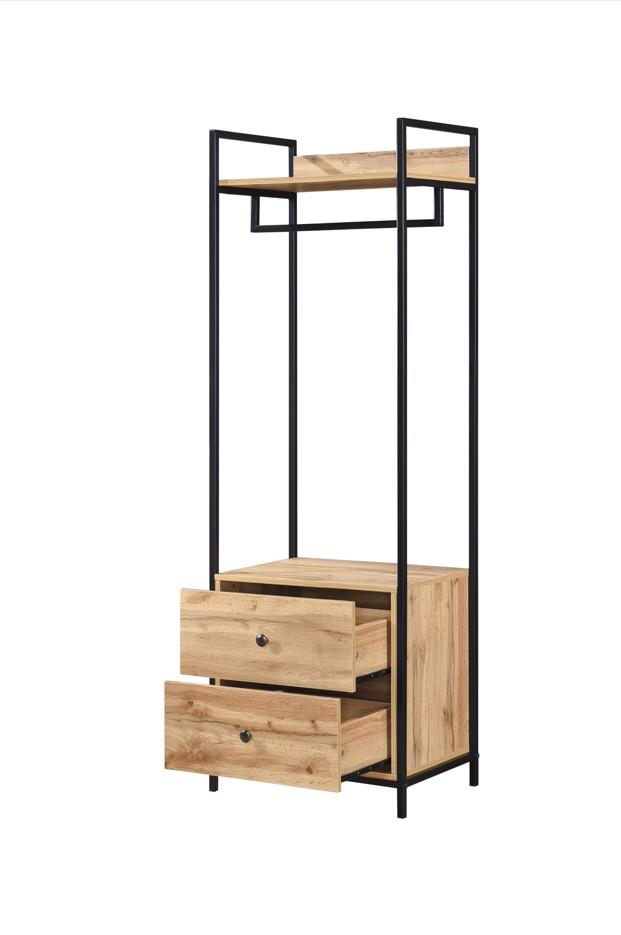 Alva Open Wardrobe 2 Drawers - Wotan Oak