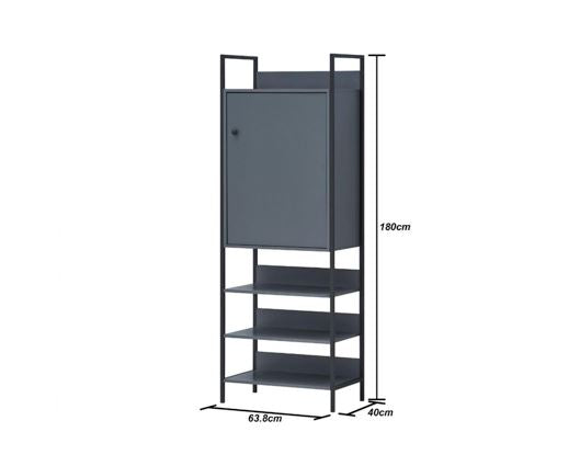 Zulu Storage Cabinet with 1 Door & 3 Shelves-Dark Grey