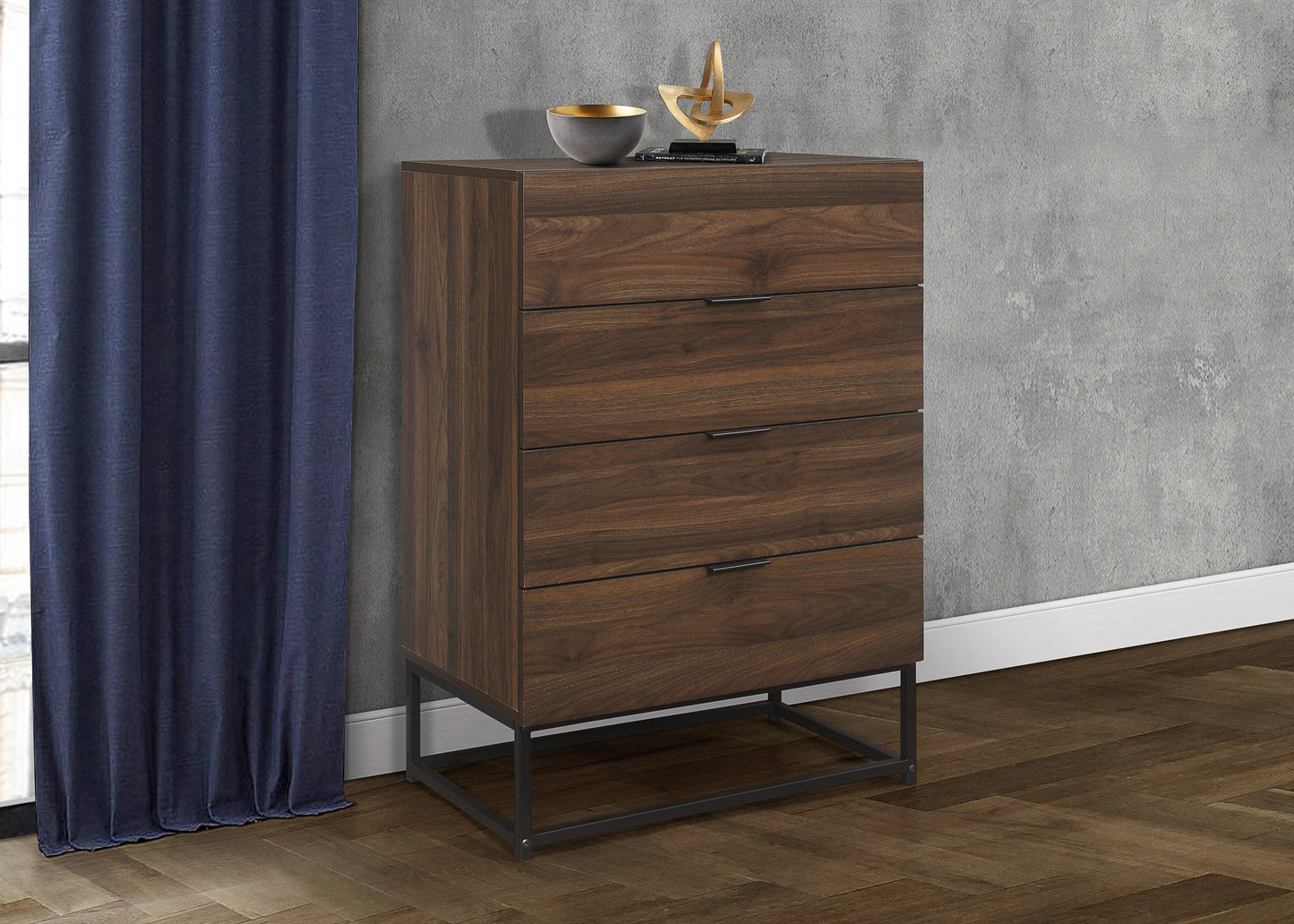 Hermione 4 Drawer Chest - Walnut
