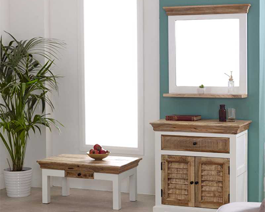 Arianna Mirror Frame With Shelf Solid Mango Wood