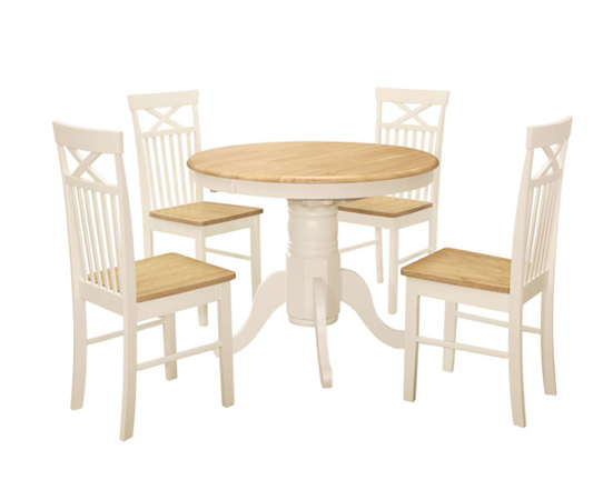 Charlie Round Extending Dining Table & 4 Chairs