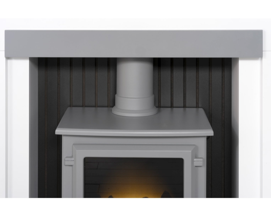 Stalbridge Fireplace 39inch - White/Grey With Electric Stove - Grey