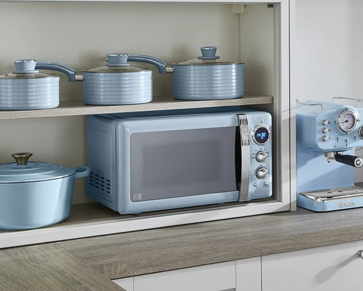 Swan Retro 800W 20L Digital Microwave Blue