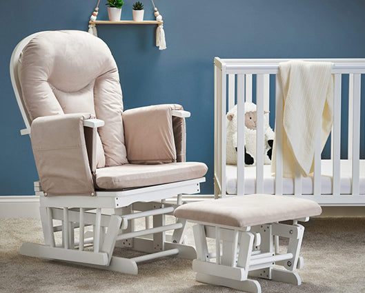 Mila Reclining Glider Chair and Stool - Sand