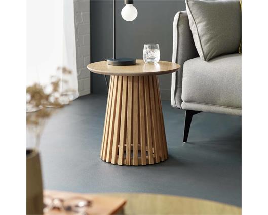 Ollie Slatted Lamp table - Natural Oak