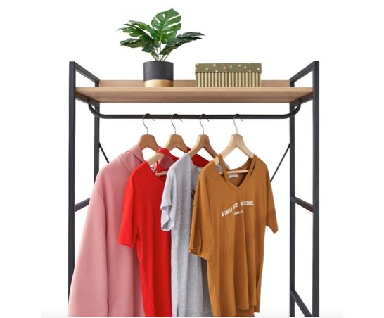 Cohen Open Wardrobe with 4 Shelves- Riveria Oak