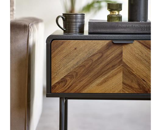 Alvin Lamp Table - Black and Natural Brown Wood