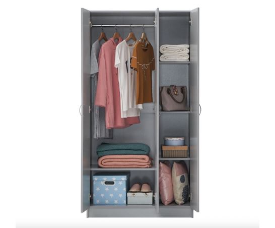 Easton 3 Door Double Wardrobe- Grey