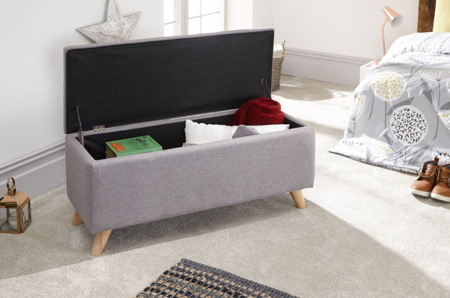 Scorento Ottoman Storage Unit-Light Grey