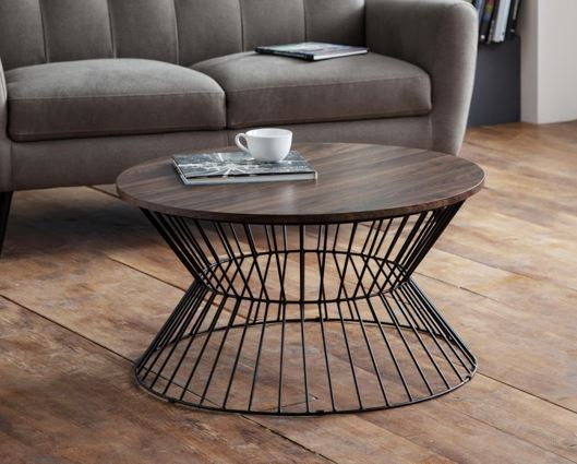 Round Wire Coffee Table - Walnut
