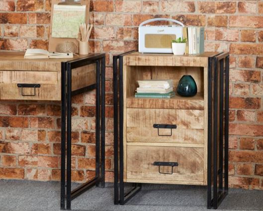 Cosmo Industrial 2 Drawer Side Chest