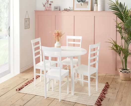 Pagan Dining Table & 4 Ladder Chairs- White