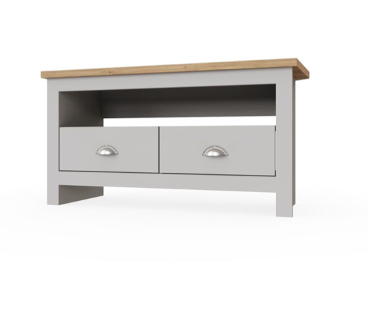 Lincoln TV Unit with 2 Drawers- Light Grey