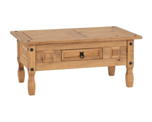 Corona 1 Drawer Coffee Table - Distressed Waxed Pine
