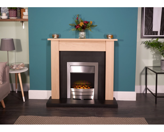 Skyla Fireplace Suite in Oak & Black, 43 Inch