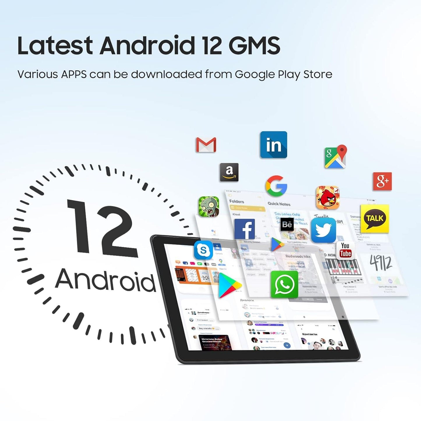 Haehne 10" Tablet Android 12 128GB WiFi - Grey