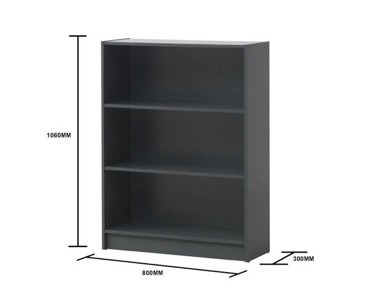 Traditional Low Wide Bookcase-Dark Grey