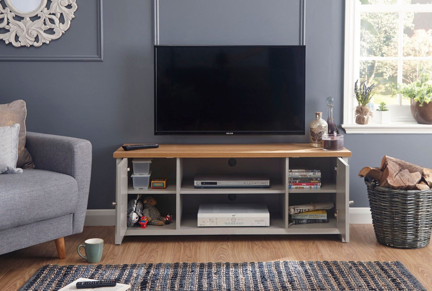 Lachlan Large TV Unit-Grey