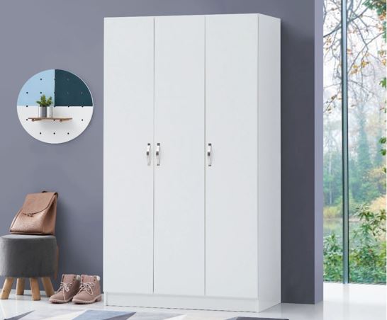 Easton 3 Door Double Wardrobe- White