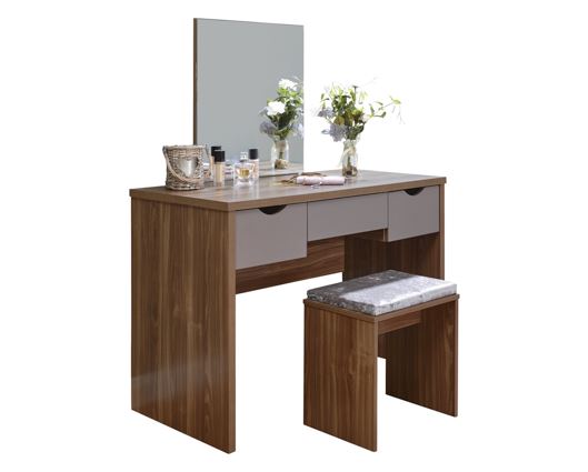 Ella Dressing Table Set- Walnut & Grey
