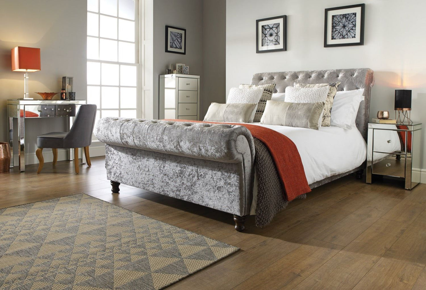 Seville 5 Drawer Narrow Chest - Mirrored