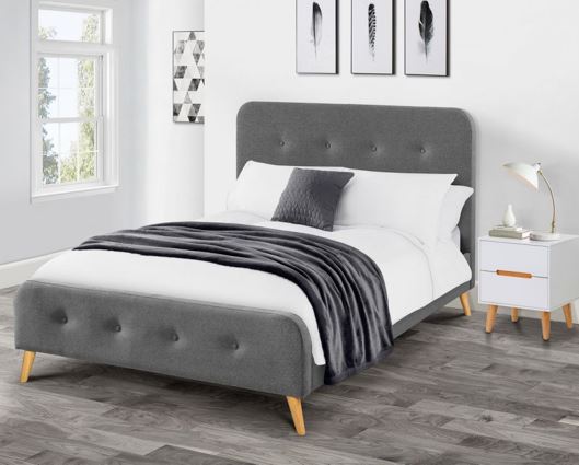 Astrid Curved Retro King Bed - Grey