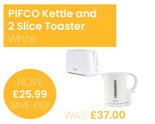 PIFCO Essentials Kettle and 2 Slice Toaster - White