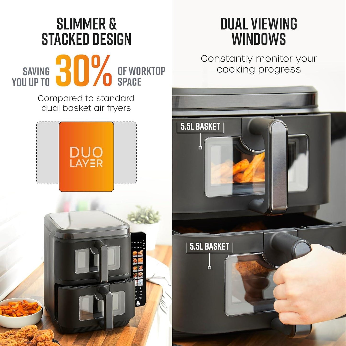 Swan 11L Duo Layer Air Fryer Black