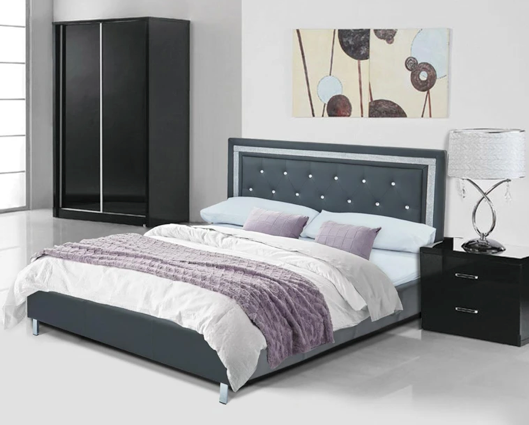 Calvino King Size Bed Grey