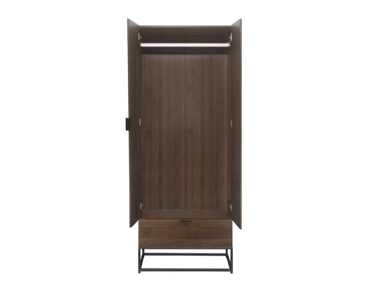 Hermione 2 Door 1 Drawer Wardrobe - Walnut