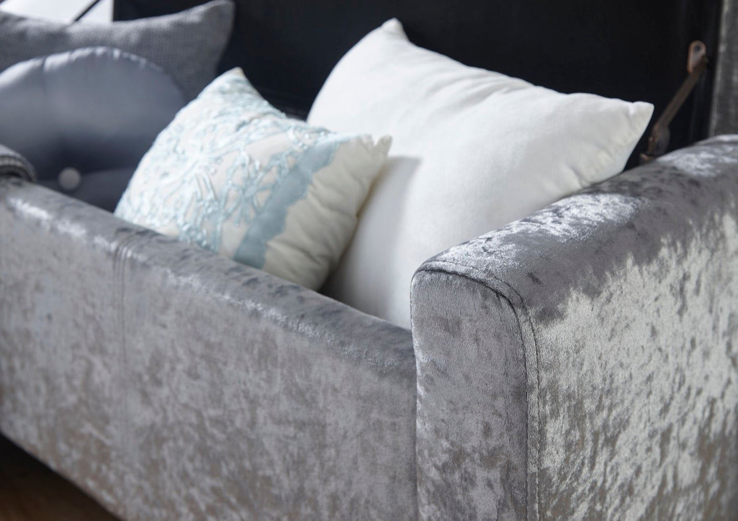 Vanessa Ottoman Bench-Grey Crushed Velvet