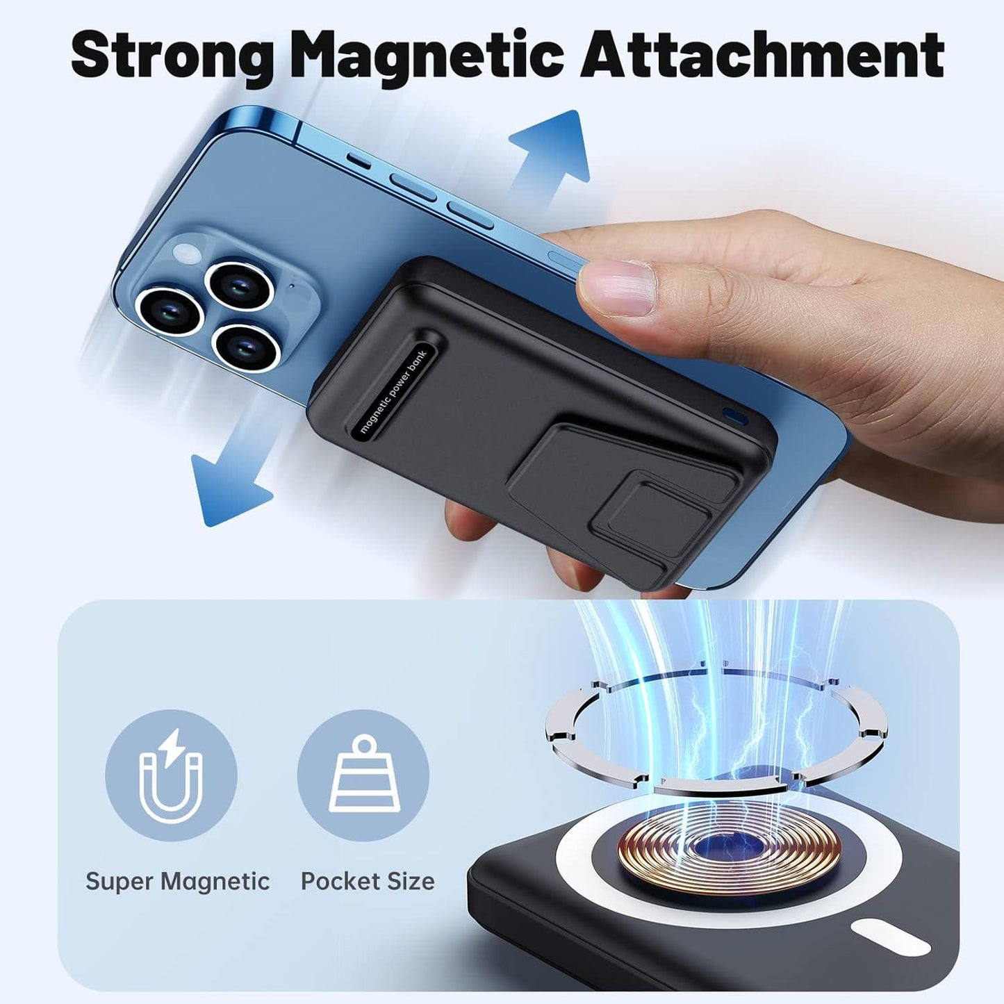 Magnetic Wireless Power Bank with Foldable Stand and LED Display