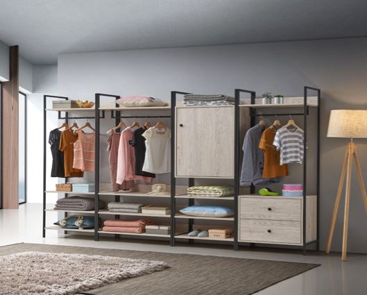 Zulu 4 Piece Bedroom Furniture Set Open Wardrobes-Ash Oak