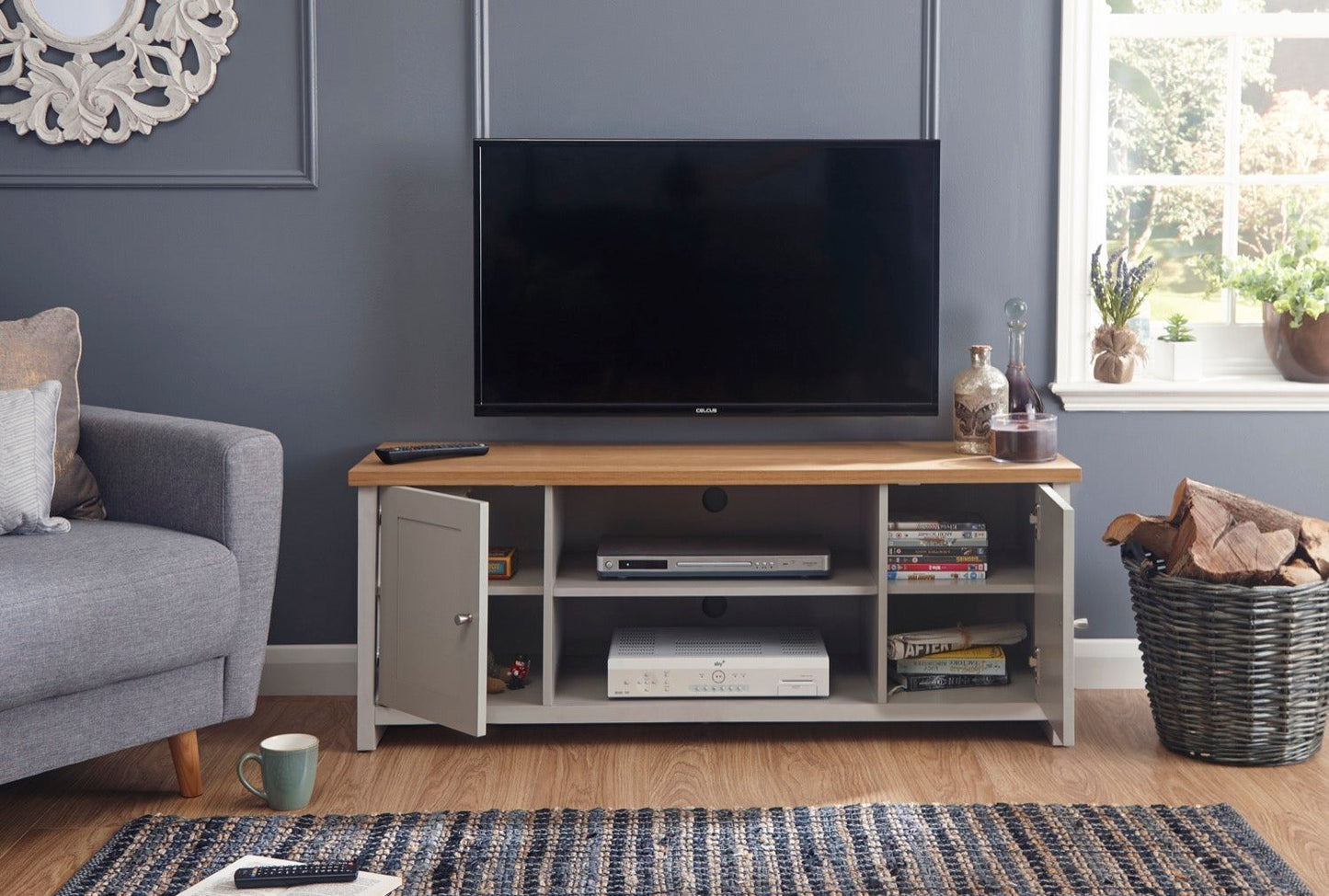 Lachlan Large TV Unit-Grey