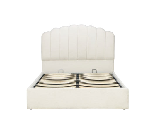Monaco Fabric Ottoman Double Bed - White