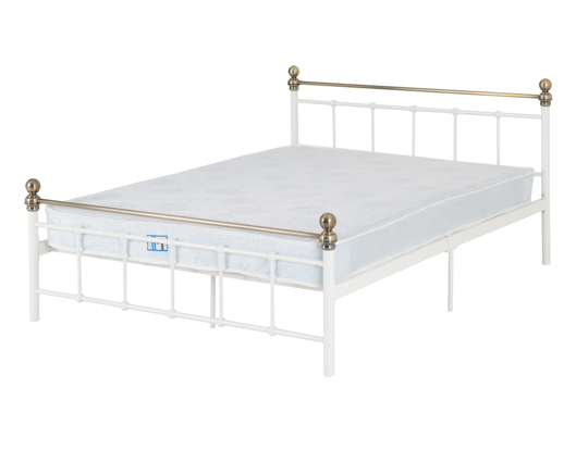 Marlborough Double Bed - White/Antique Brass