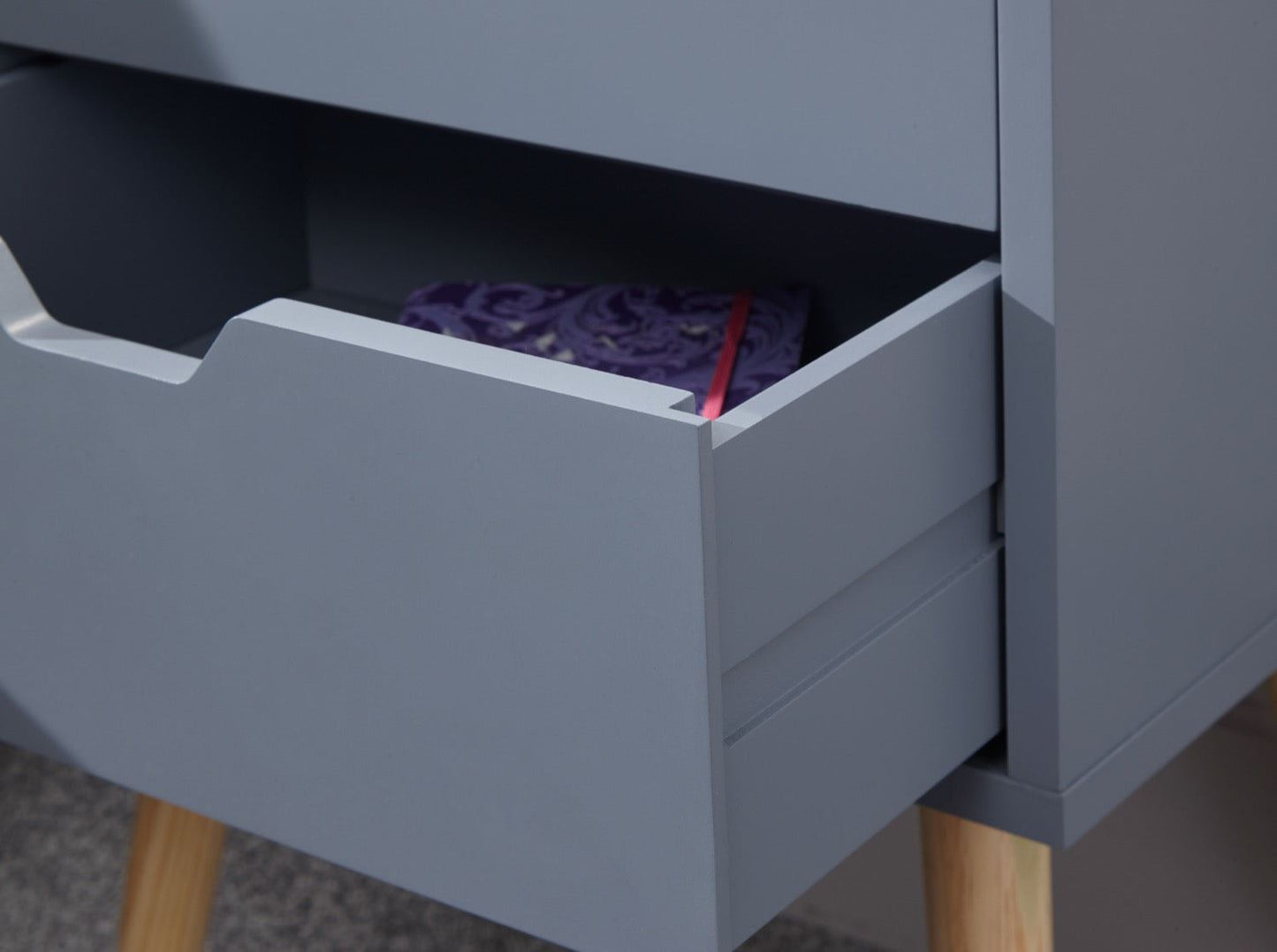 Nessi Pair of Bedside Tables-Dark Grey