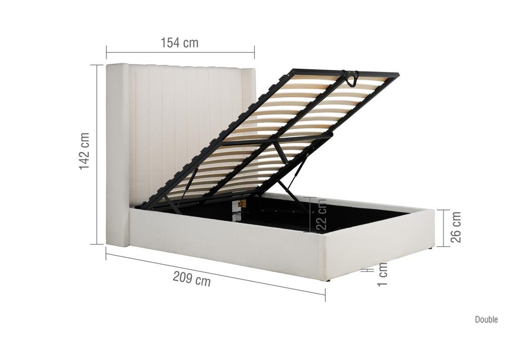 Maisey Ottoman Bed White Boucle - King