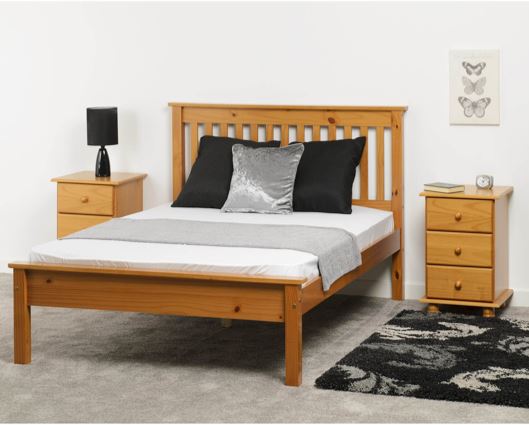 Monaco Double Bed Low Foot End - Antique Pine