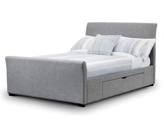 Capri Fabric Super King Bed with Drawers Light Grey