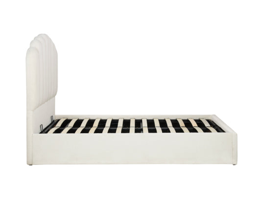 Monaco Fabric Ottoman Double Bed - White