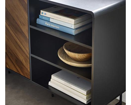 Alvin Sideboard - Black and Natural Brown Wood
