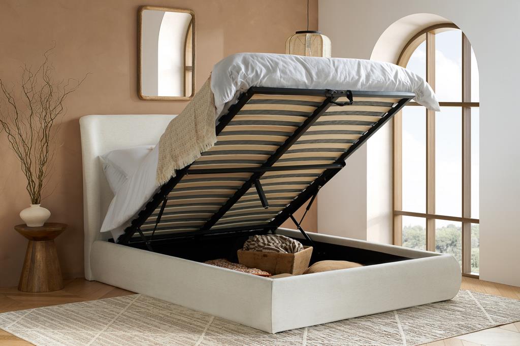 Lanis Double Ottoman Bed - Cream