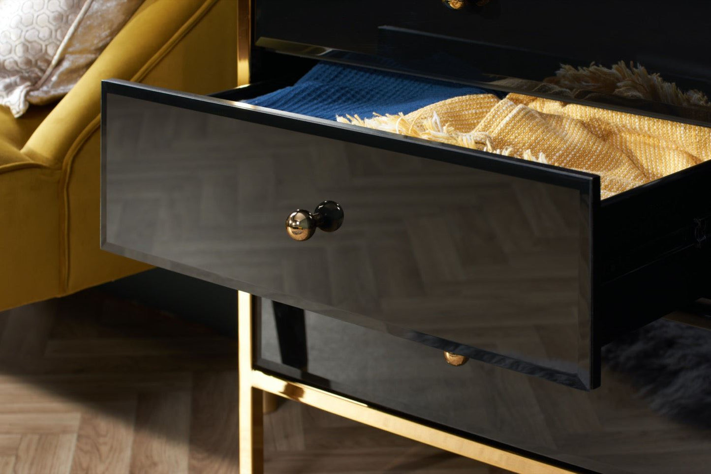 Fabian 6 Drawer Chest - Black & Gold
