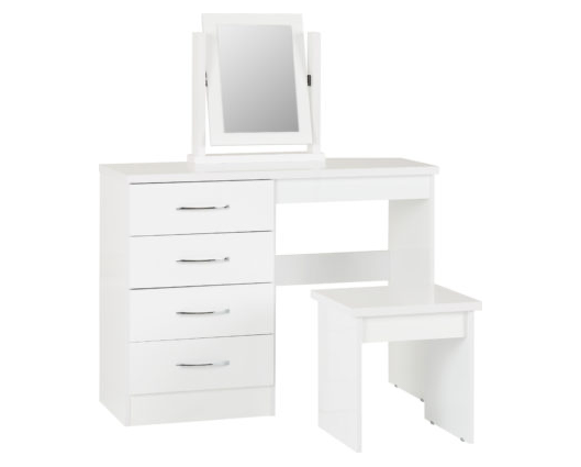 Neptune 4 Drawer Dressing Table Set - White Gloss